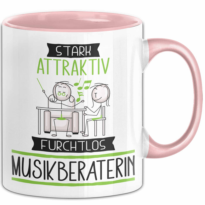 Musikberaterin Tasse Geschenk Becher Stark Attraktiv Furchtlos Musikberaterin Lustige Geschenkidee Rosa Trendation