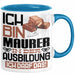 Maurer Ausbildung Tasse Geschenk Ich Bin Maurer In Der Ausbildung Ich Darf Das Geschenkidee Spruch Blau Trendation