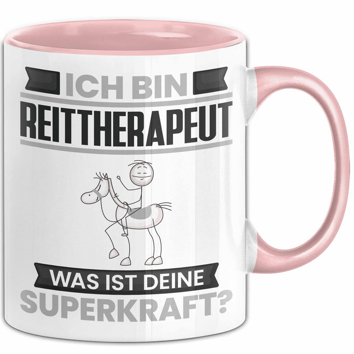 Reittherapeut Tasse Geschenk für Reittherapeut Geburtstag Lustiger Spruch Kaffee-Becher Was Ist Deine Superkraft Rosa Trendation
