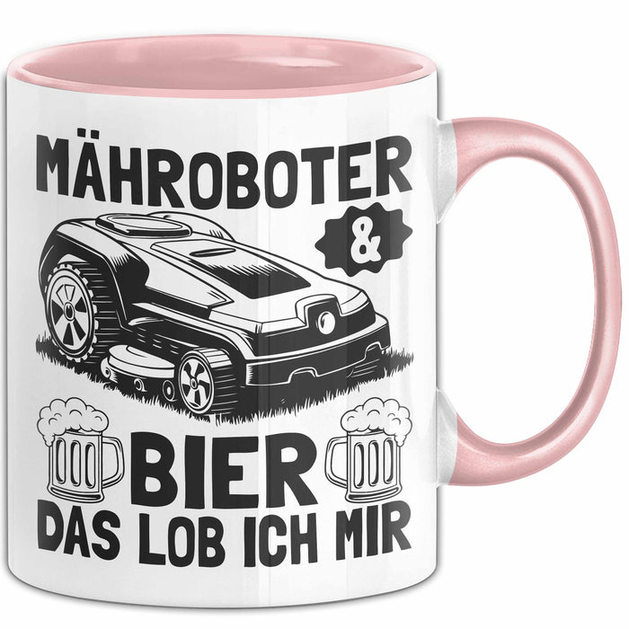 Mähroboter Tasse Geschenk Mähroboter Sprüche Becher Geschenkidee Lustig Rosa Trendation