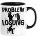 Angler Tasse Geschenk für Fischer Angler Männer Geschenkidee Problem und Lösung Angeln Spruch Schwarz Trendation