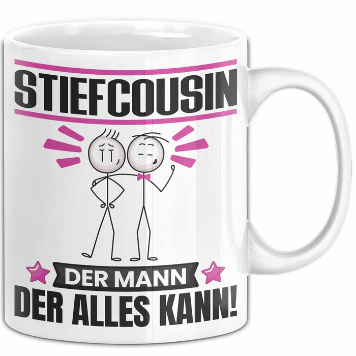 Stiefcousin Tasse Geschenk für Stiefcousin Der Mann Der Alles Kann Geschenkidee zum Geburtstag Weiß Trendation