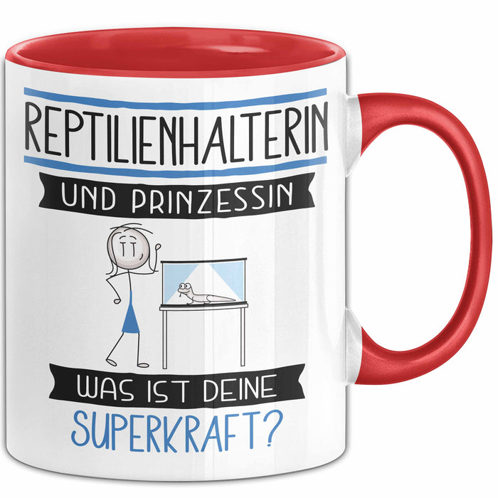 Reptilienhalterin Und Prinzessin Tasse Geschenk Für Eine Reptilienhalterin Geburtstag Was Ist Deine Superkraft Rot Trendation