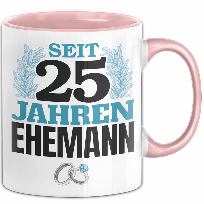 Silberhochzeit 25 Jahre Tasse Geschenk Ehemann Seit Silberhochzeit Spruch Rosa Trendation