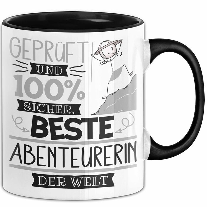 Beste Abenteurerin Der Welt Tasse Geschenk für Eine Abenteurerin Geprüft Und Sicher Geschenkidee Geburtstag Weihnachten Trendation