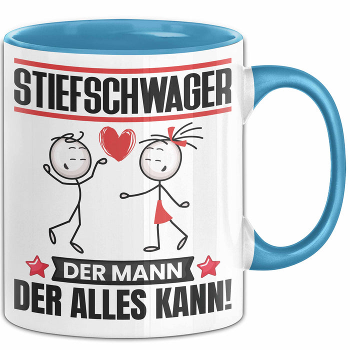 Stiefschwager Tasse Geschenk für Stiefschwager Der Mann Der Alles Kann Geschenkidee zum Geburtstag Blau Trendation