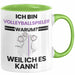 Volleyballspieler Geschenk Tasse Lustiger Spruch Ich Bin Volleyballspieler Warum Weil Ich Es Kann Geschenkidee Bester Volleyballspieler Geburtstag Kaffee-Becher Grün Trendation