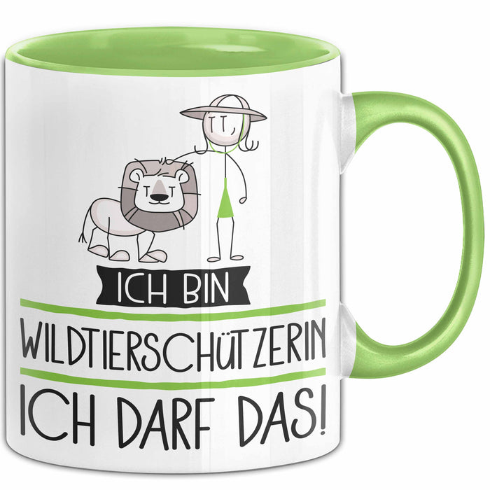 Geschenk für Wildtierschützerin Tasse Lustige Geschenkidee Geburtstag Ich Bin Wildtierschützerin Ich Darf Das Grün Trendation