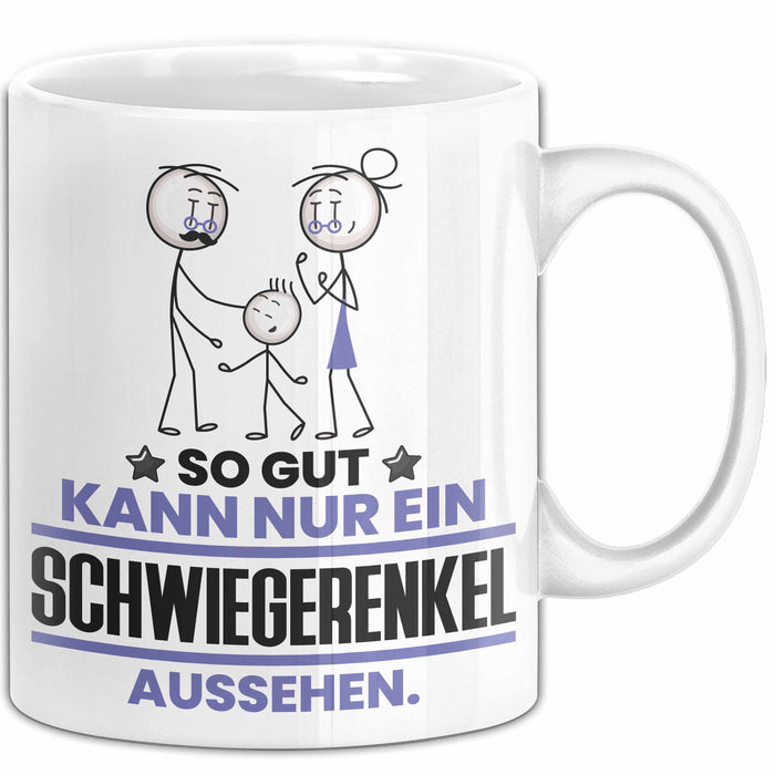 Schwiegerenkel Geschenk Tasse So Gut Kann Nur Ein Schwiegerenkel Aussehen Geschenkidee Kaffee-Becher Weiß Trendation