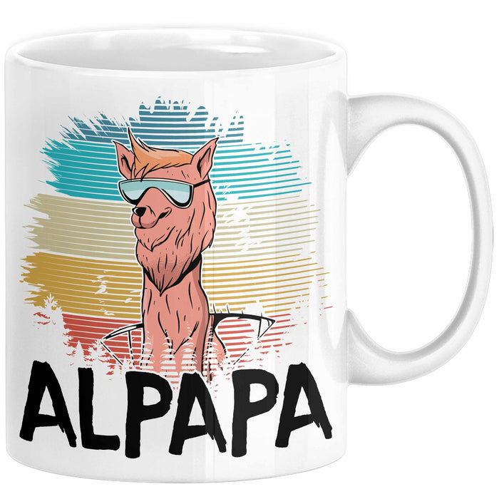 Vater Papa Tasse Gschenk Alpaka Llama Alpapa Geschenkidee Spruch für Vater zum Vatertag Weiß Trendation