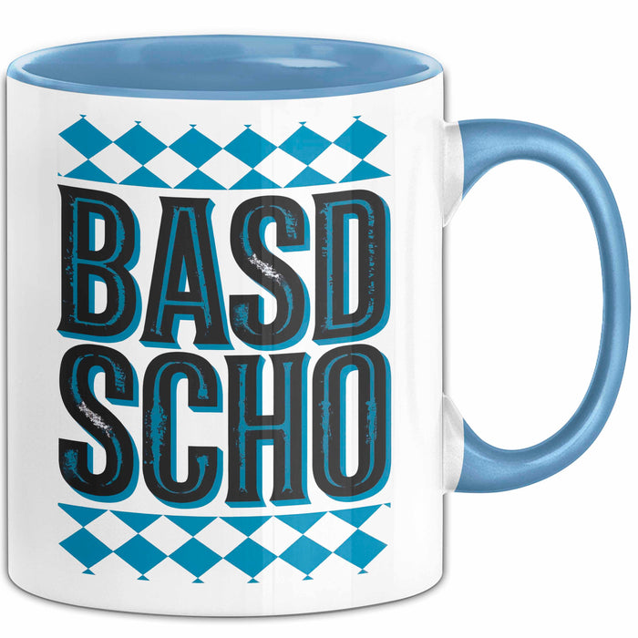 Deutschland München Bayern Bayerisch Tasse Geschenk Lustige Geschenkidee Spruch BASD SCHO Blau Trendation