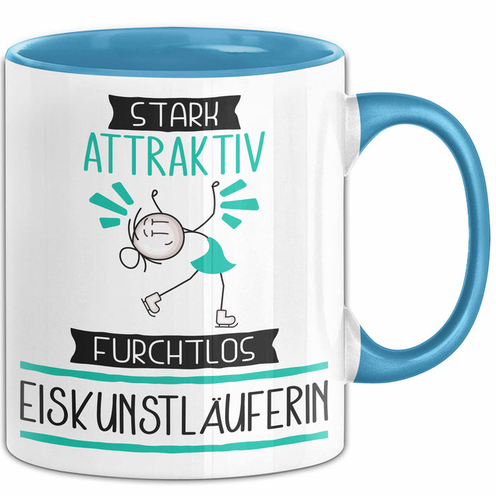 Eiskunstläuferin Tasse Geschenk Becher Stark Attraktiv Furchtlos Eiskunstläuferin Lustige Geschenkidee Blau Trendation