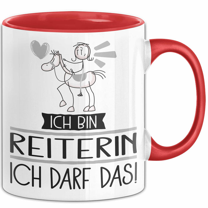 Geschenk für Reiterin Tasse Lustige Geschenkidee Geburtstag Ich Bin Reiterin Ich Darf Das Rot Trendation