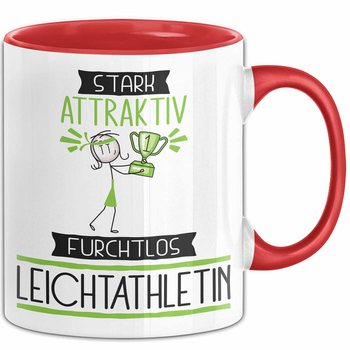 Leichtathletin Tasse Geschenk Becher Stark Attraktiv Furchtlos Leichtathletin Lustige Geschenkidee Rot Trendation
