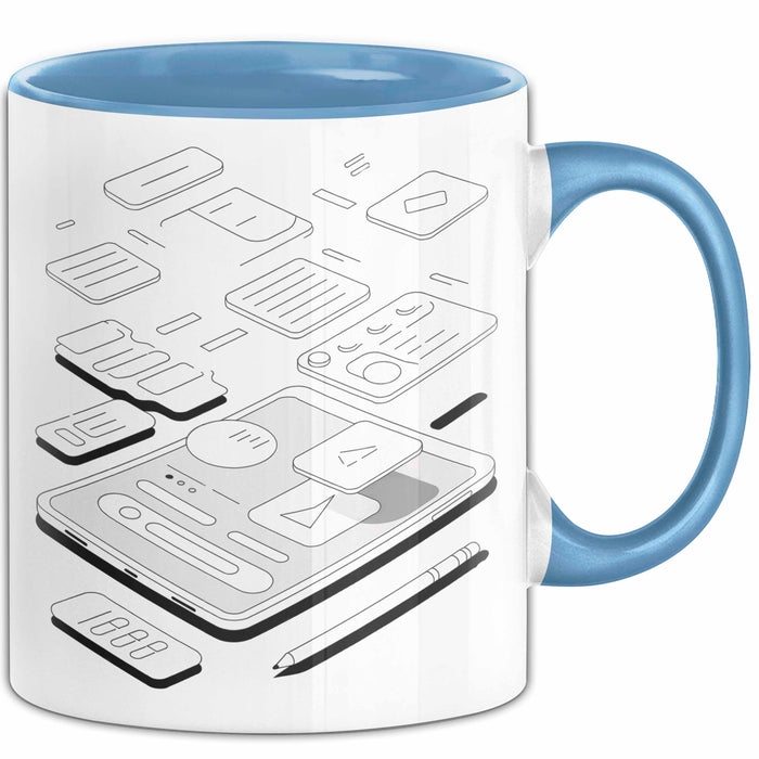 UI Designer Tasse Geschenk Lustige Geschenkidee Spruch Für Interface Gestalter Blau Trendation