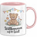Baby Geburt Neue Eltern Tasse Geschenk Lustige Geschenkidee Spruch Willkommen Auf Der Welt Rosa Trendation