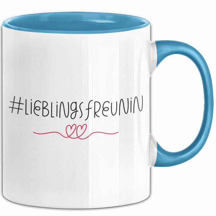 Tasse ValentinstagsGrafik mit Herzen und Lieblingsfreundin Geschenk für sie Blau Trendation