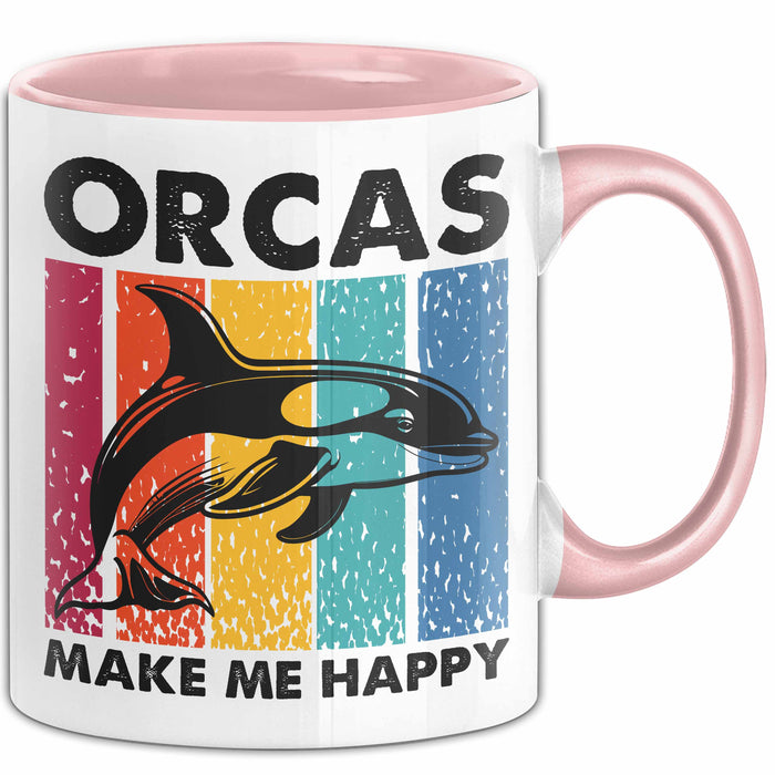 Orcas Tasse Geschenk Wale Wal Liebhaber Geschenkidee Retro Becher Rosa Trendation