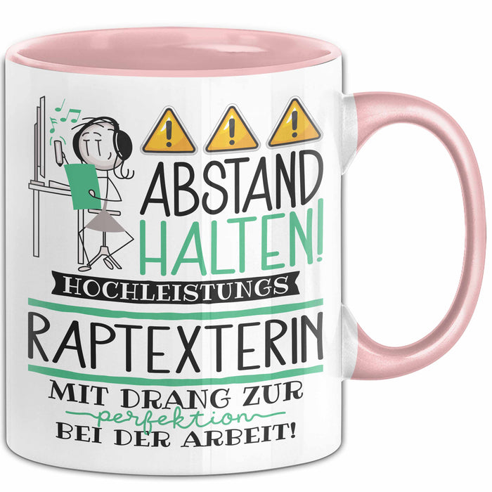 Raptexterin Tasse Geschenk Lustig Abstand Halten Hochleistungs-Raptexterin Mit Drang Zur Perfektion Bei Der Arbeit Rosa Trendation