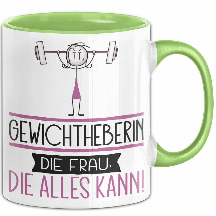 Gewichtheberin Geschenk Tasse Becher Die Frau Die Allen Kann Geschenkidee für eine Gewichtheberin Lustig Grün Trendation