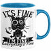 Lustige Tasse Geschenk It's Fine I'm Fine Everything Is Fine Kaffee-Becher Geschenkidee Frauen Sarkasmus Humor Blau Trendation