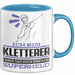 Kletterer Geschenk Tasse Ich Bin Kletterer Aber Sag Doch Einfach Superheld Lustige Geschenkdiee für Kletterer Kaffee-Becher Blau Trendation