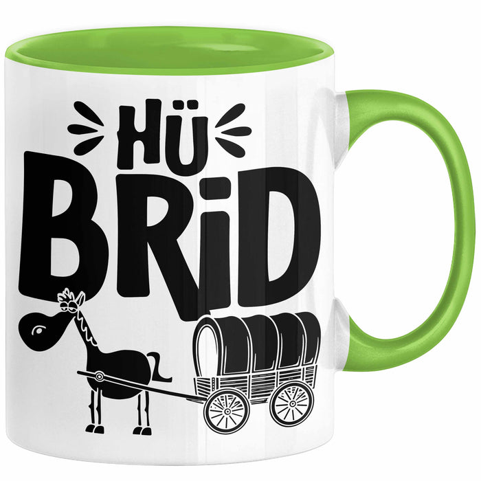 Hü Brid Tasse Geschenk Esel Hybrid Lustiges Hybrid Auto Pferd Esel Geschenkidee E-Auto Elektroauto Grün Trendation