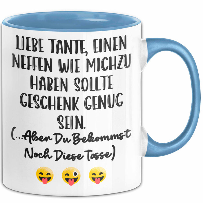 Tante Neffe Tasse Geschenk Lustige Geschenkidee Spruch Blau Trendation