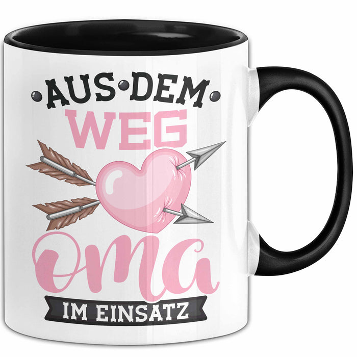 Oma Im Einsatz Tasse Geschenk Muttertag Lustiger Spruch Witzig Schwarz Trendation