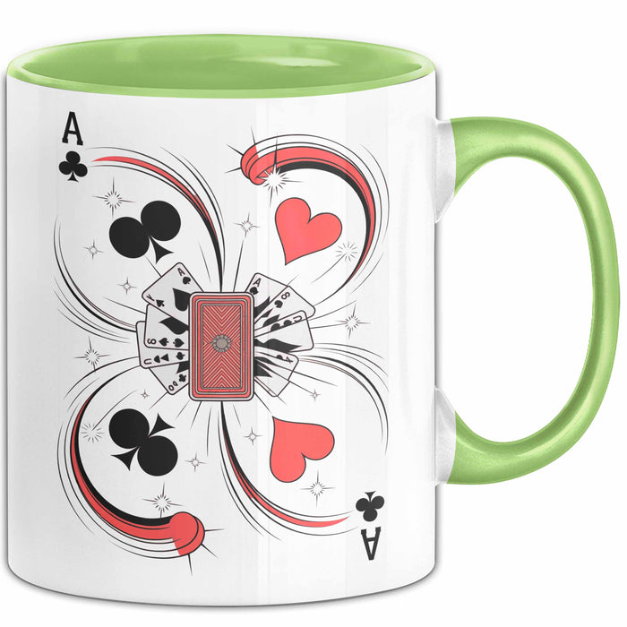 Kartenspiel Spieler Tasse Geschenk Lustige Geschenkidee Spruch Für Karten Meister Grün Trendation
