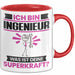 Ingenieur Tasse Geschenk für Ingenieur Geburtstag Lustiger Spruch Kaffee-Becher Was Ist Deine Superkraft Rot Trendation