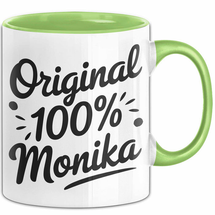 Monika Tasse Geschenk Original 100% Monika Geschenkidee Geburtstag Grün Trendation