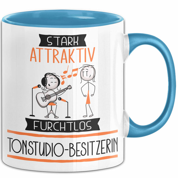 Tonstudio-Besitzerin Tasse Geschenk Becher Stark Attraktiv Furchtlos Tonstudio-Besitzerin Lustige Geschenkidee Blau Trendation