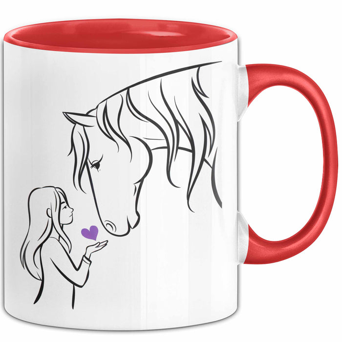 Pferde Tierliebhaber Mädchen Tasse Geschenk Lustige Geschenkidee Spruch Rot Trendation