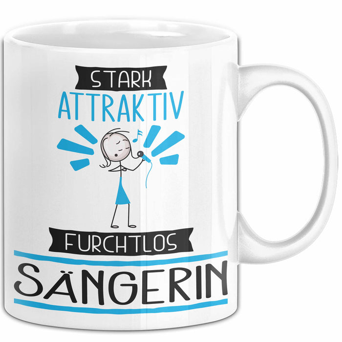 Sängerin Tasse Geschenk Becher Stark Attraktiv Furchtlos Sängerin Lustige Geschenkidee Weiß Trendation