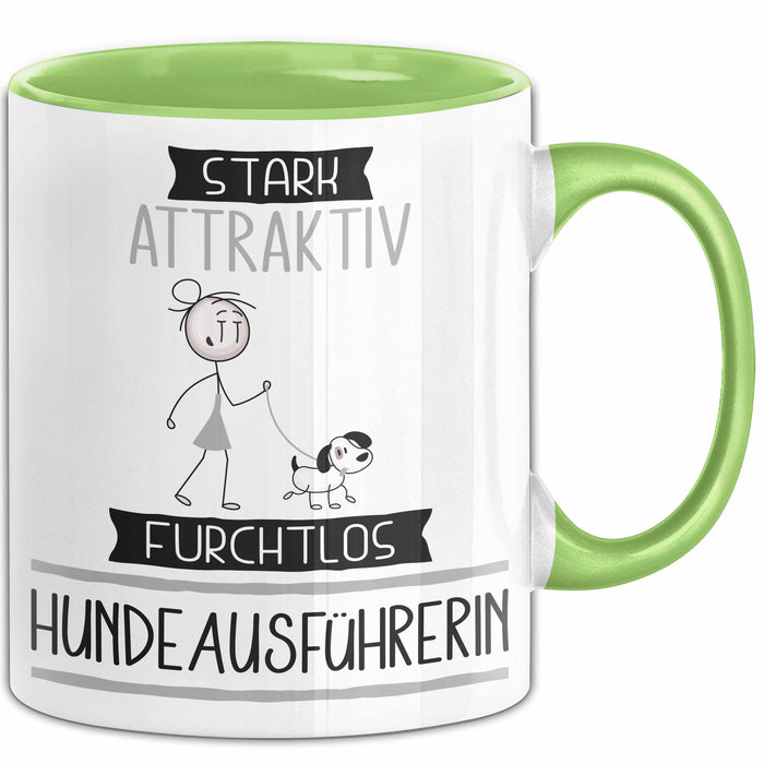 Hundeausführerin Tasse Geschenk Becher Stark Attraktiv Furchtlos Hundeausführerin Lustige Geschenkidee Grün Trendation