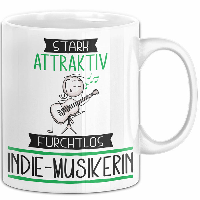 Indie-Musikerin Tasse Geschenk Becher Stark Attraktiv Furchtlos Indie-Musikerin Lustige Geschenkidee Weiß Trendation