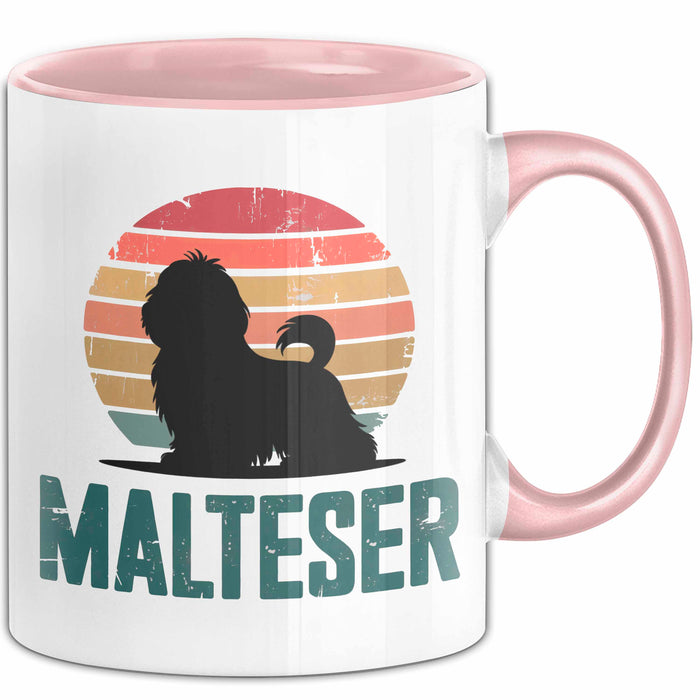 Malteserhund Tasse Geschenk Lustige Geschenkidee Spruch Malteser Rosa Trendation