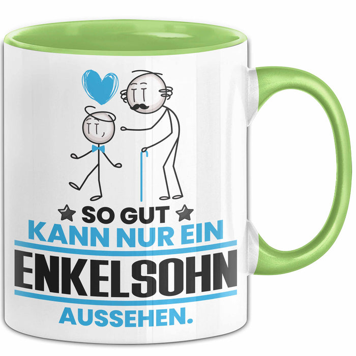 Enkelsohn Geschenk Tasse So Gut Kann Nur Ein Enkelsohn Aussehen Geschenkidee Kaffee-Becher Grün Trendation