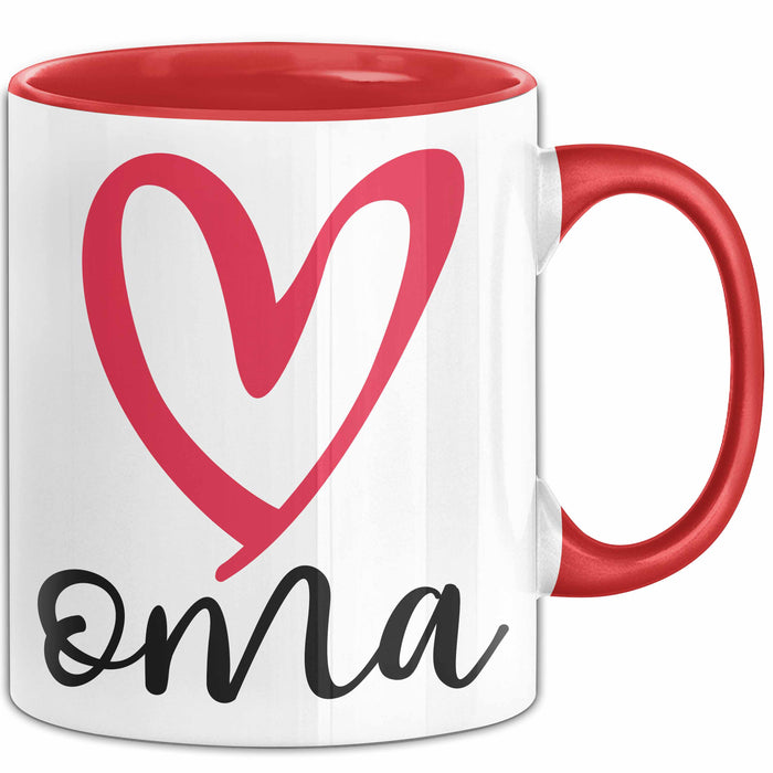 Oma Herz Tasse Geschenk Muttertag Liebevolle Spruchidee Rot Trendation