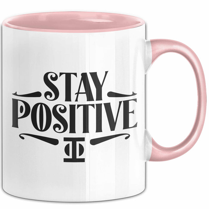 Mathematiklehrer Unterricht Tasse Geschenk Lustige Geschenkidee Spruch Bleib Positiv Rosa Trendation