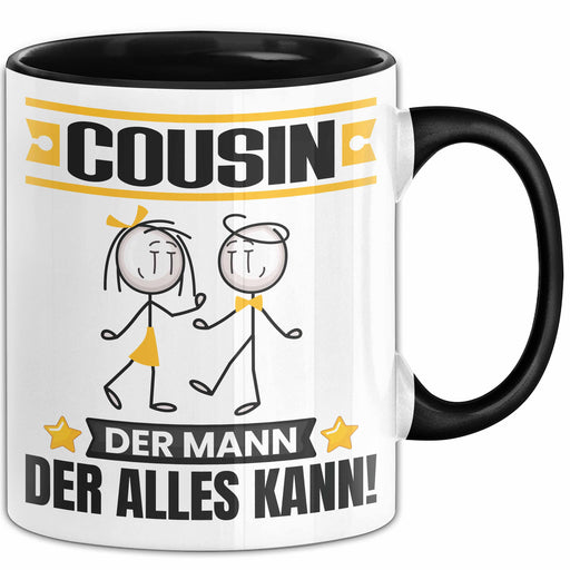 Cousin Tasse Geschenk für Cousin Der Mann Der Alles Kann Geschenkidee zum Geburtstag Schwarz Trendation