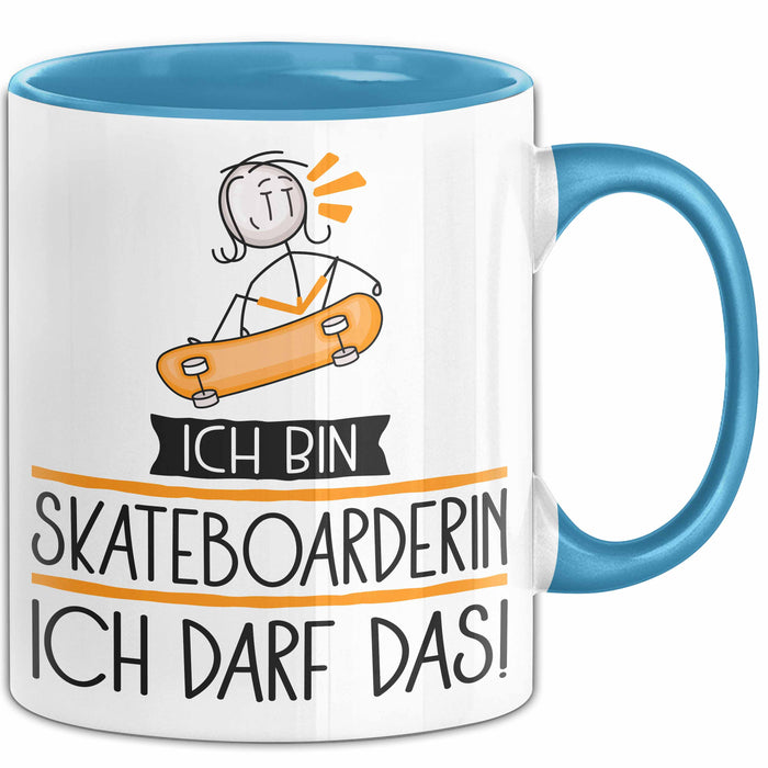 Geschenk für Skateboarderin Tasse Lustige Geschenkidee Geburtstag Ich Bin Skateboarderin Ich Darf Das Blau Trendation