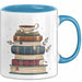 Bücherwurm Tasse Geschenkidee für Vielleser Lustiger Spruch Blau Trendation