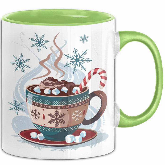 Winterzeit Tasse Geschenkidee für Schneeliebhaber Grün Trendation