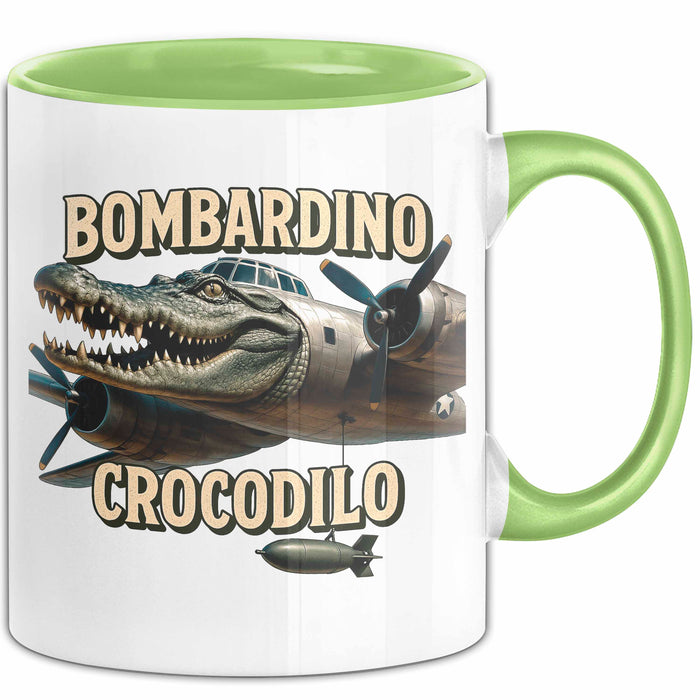 Bombardino Crocodilo Tasse Meme Italienisch Lustig Becher Grün Trendation