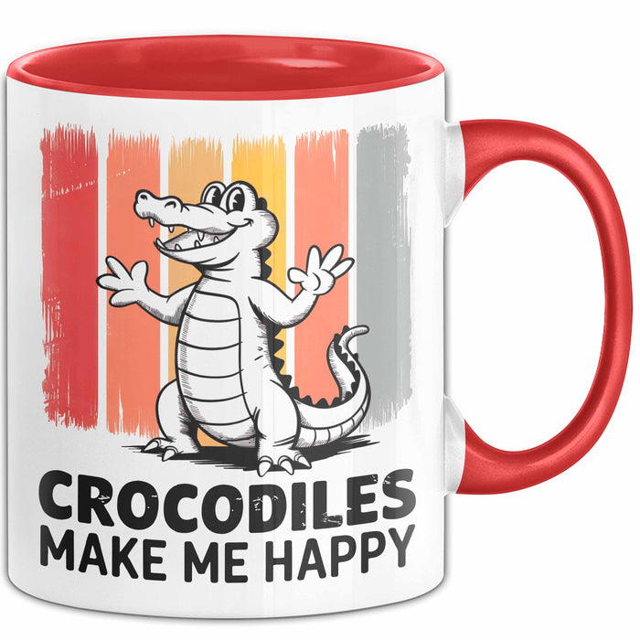 Krokodil Tier Tasse Geschenk Lustige Geschenkidee Spruch Krokodile Machen Mich Glücklich Rot Trendation