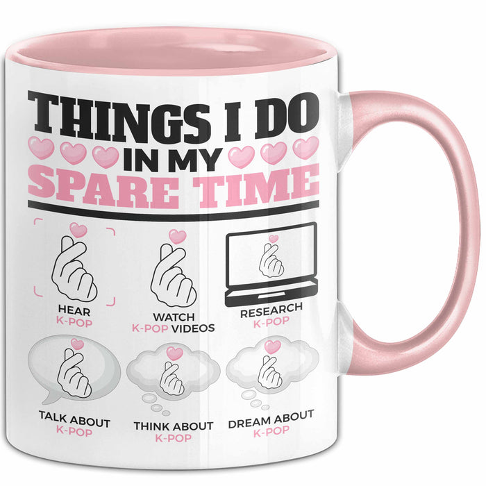 KPop Tasse Geschenk Spare Time Finger Heart Grafik Geschenkidee Rosa Trendation