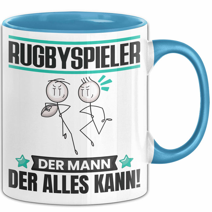 Rugbyspieler Tasse Geschenk für Rugbyspieler Der Mann Der Alles Kann Geschenkidee zum Geburtstag Blau Trendation