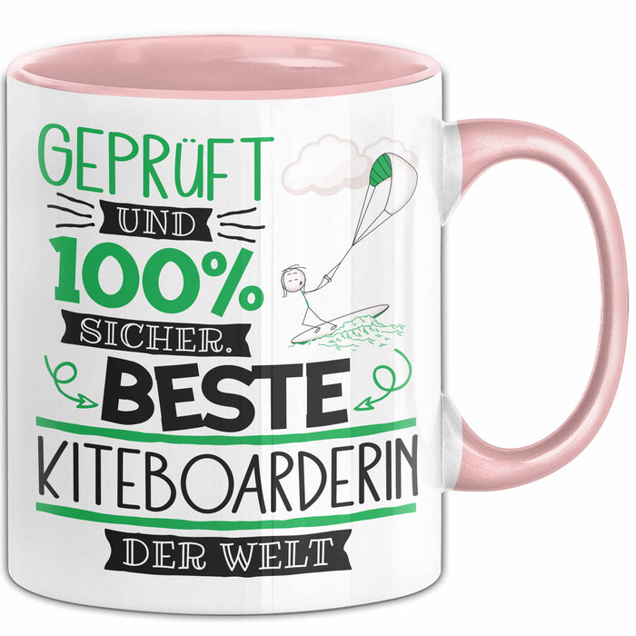 Beste Kiteboarderin Der Welt Tasse Geschenk für Eine Kiteboarderin Geprüft Und Sicher Geschenkidee Geburtstag Weihnachten Rosa Trendation
